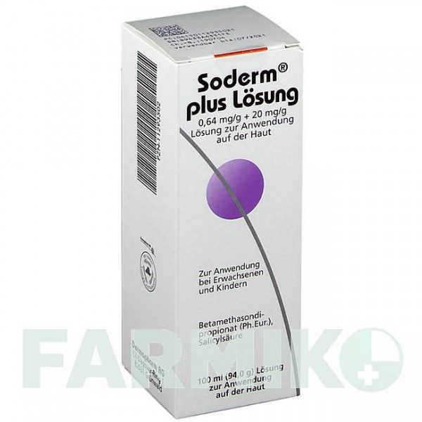 СОДЕРМ (SODERM) 0,64 мг/г + 20 мг/г розчин 100 мл - Бетаметазон DERMAPHARM