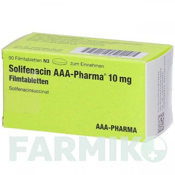 СОЛИФЕНАЦИН (SOLIFENACIN) 10 мг таблетки 90 шт - Солифенацин AAA - PHARMA