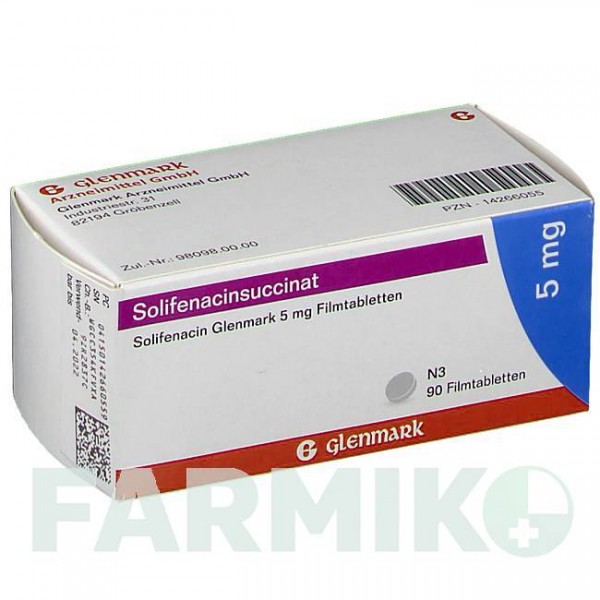 СОЛІФЕНАЦИН (SOLIFENACIN) 5 мг таблетки 90 шт - Соліфенацин GLENMARK
