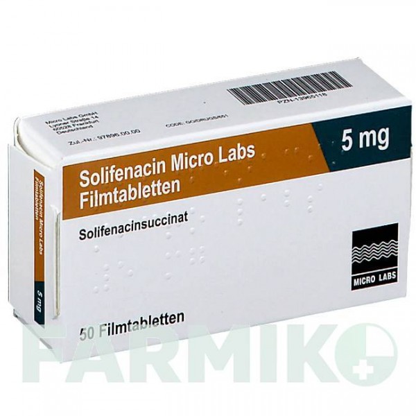 СОЛИФЕНАЦИН (SOLIFENACIN) 5 мг таблетки 50 шт - Солифенацин MICRO LABS