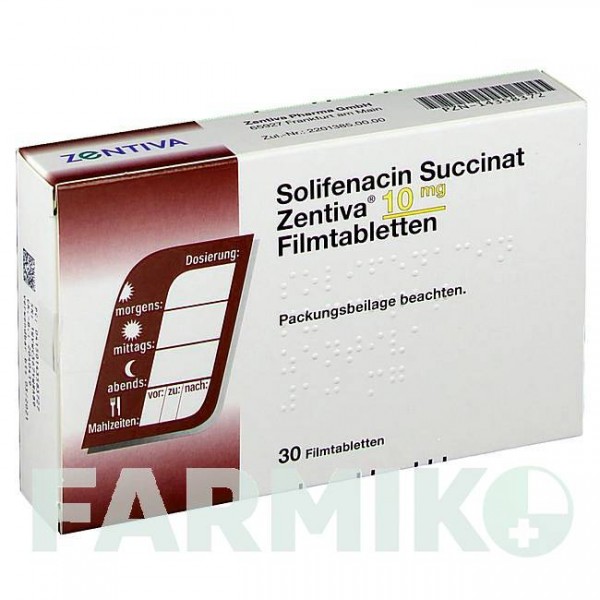 СОЛИФЕНАЦИН СУКЦИНАТ (SOLIFENACIN SUCCINAT) 10 мг таблетки 30 шт - Солифенацин ZENTIVA