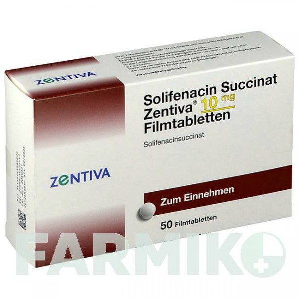 СОЛІФЕНАЦИН СУКЦИНАТ (SOLIFENACIN SUCCINAT) 10 мг таблетки 50 шт - Соліфенацин ZENTIVA