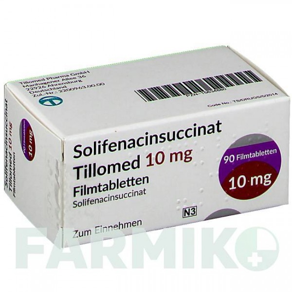 СОЛІФЕНАЦИНСУКЦИНАТ (SOLIFENACINSUCCINAT) 10 мг таблетки 30 шт - Соліфенацин TILLOMED