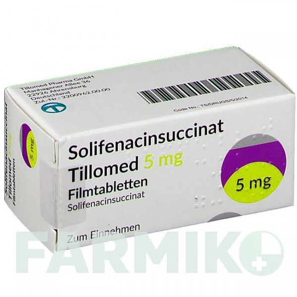СОЛИФЕНАЦИНСУКЦИНАТ (SOLIFENACINSUCCINAT) 5 мг таблетки 50 шт - Солифенацин TILLOMED