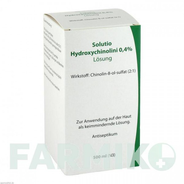 СОЛЮЦИО ГИДРОКСИХИН (SOLUTIO HYDROXYCHIN) 0,4% раствор 500 мл - Оксихинолин LEYH-PHARMA