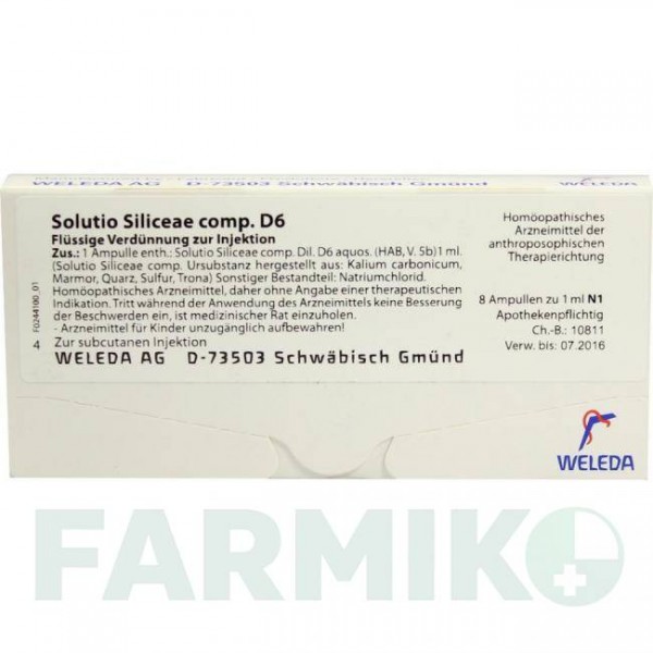 СОЛЮЦИО СИЛИЦЕА (SOLUTIO SILICEAE) D 6 ампулы 8x1 мл - Гомеопатия WELEDA