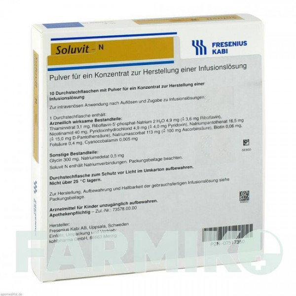 СОЛУВІТ (SOLUVIT) порошок 10x10 мл - Активні речовини KOHLPHARMA