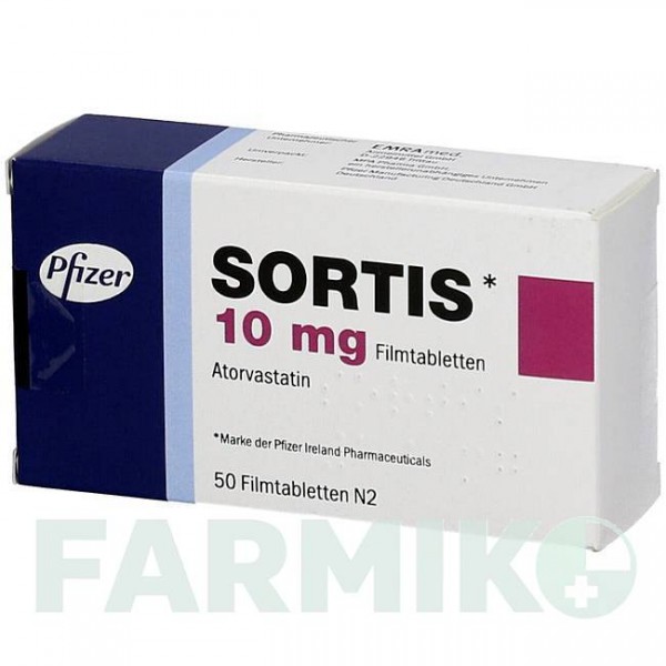 СОРТИС (SORTIS) 10 мг таблетки 50 шт - Аторвастатин EMRA-MED