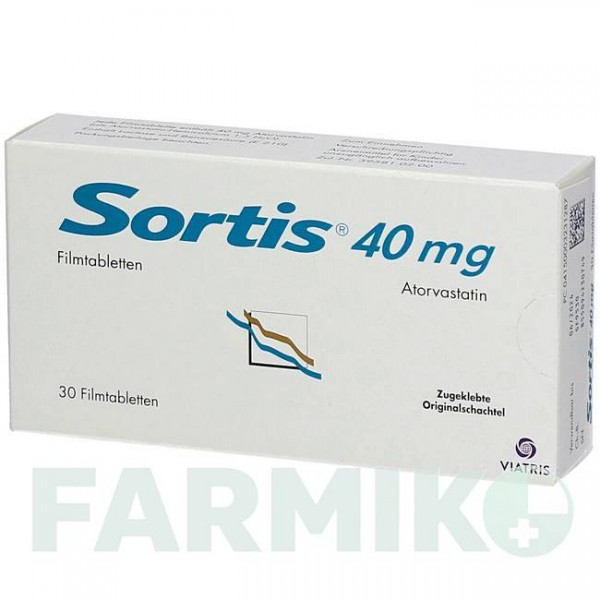 СОРТІС (SORTIS) 40 мг таблетки 30 шт - Аторвастатин VIATRIS