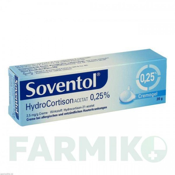 СОВЕНТОЛ (SOVENTOL) 0,25% крем 20 г - Гідрокортизон MEDICE PUTTER