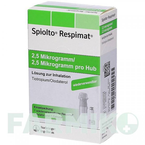 СПИОЛТО (SPIOLTO) 2,5 мкг/2,5 мкг доз раствор 1x4,0 мл - Олодатерол, Тиотропия бромид ACA MULLER-ADAG PHARMA