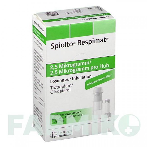СПИОЛТО (SPIOLTO) 2,5 мкг/2,5 мкг доз раствор 1x4,0 мл - Олодатерол, Тиотропия бромид BOEHRINGER INGELHEIM