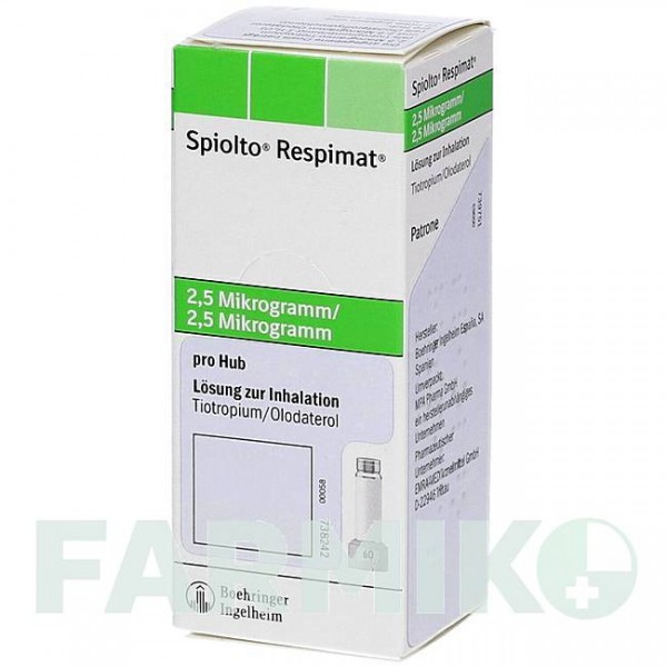 СПИОЛТО (SPIOLTO) 2,5 мкг/2,5 мкг доз раствор 1x4,0 мл - Олодатерол, Тиотропия бромид EMRA-MED