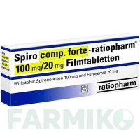 СПІРО КОМП (SPIRO COMP) 100 мг/20 мг таблетки 50 шт - Спіронолактон, Фуросемід RATIOPHARM