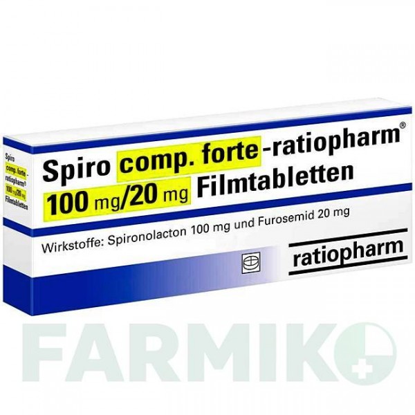 СПИРО КОМП (SPIRO COMP) 100 мг/20 мг таблетки 50 шт - Спиронолактон, Фуросемид RATIOPHARM