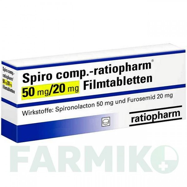 СПИРО КОМП (SPIRO COMP) 50 мг/20 мг таблетки 20 шт - Спиронолактон, Фуросемид RATIOPHARM