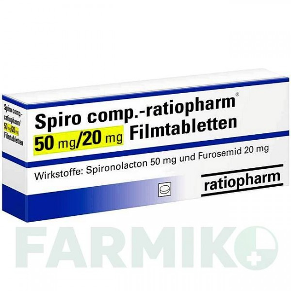 СПИРО КОМП (SPIRO COMP) 50 мг/20 мг таблетки 50 шт - Спиронолактон, Фуросемид RATIOPHARM