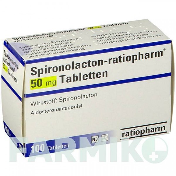 СПИРОНОЛАКТОН (SPIRONOLACTON) 50 мг таблетки 100 шт - Спиронолактон RATIOPHARM