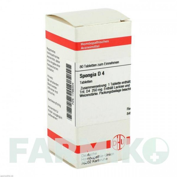 СПОНДЖИЯ (SPONGIA) D 4 таблетки 80 шт - Гомеопатия DHU
