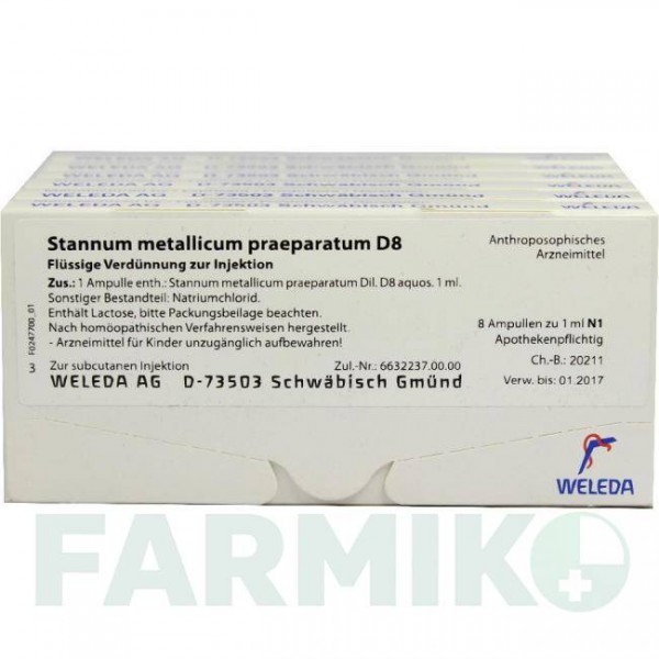 СТАННУМ МЕТАЛЛИКУМ (STANNUM METALLICUM) D 8 ампулы 48x1 мл - Гомеопатия WELEDA