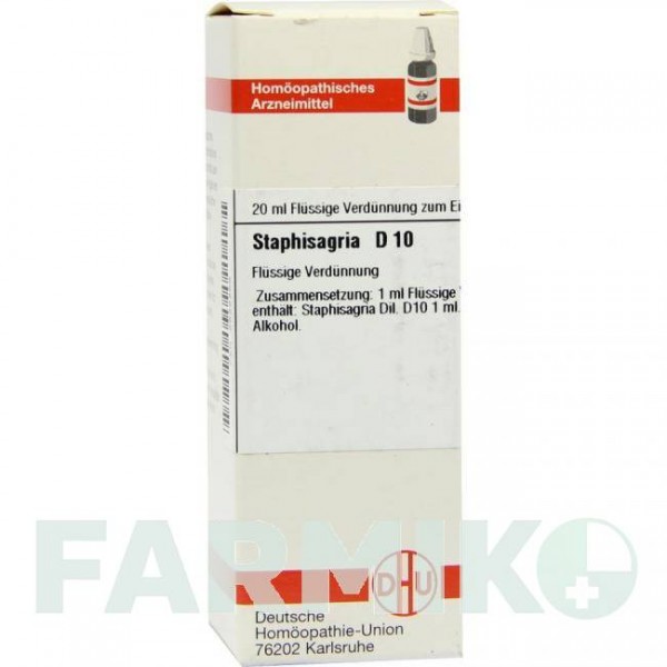СТАФИЗАГРИЯ (STAPHISAGRIA) D 10 раствор 20 мл - Гомеопатия DHU