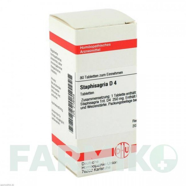 СТАФИЗАГРИЯ (STAPHISAGRIA) D 4 таблетки 80 шт - Гомеопатия DHU