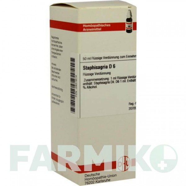 СТАФИЗАГРИЯ (STAPHISAGRIA) D 6 раствор 50 мл - Гомеопатия DHU