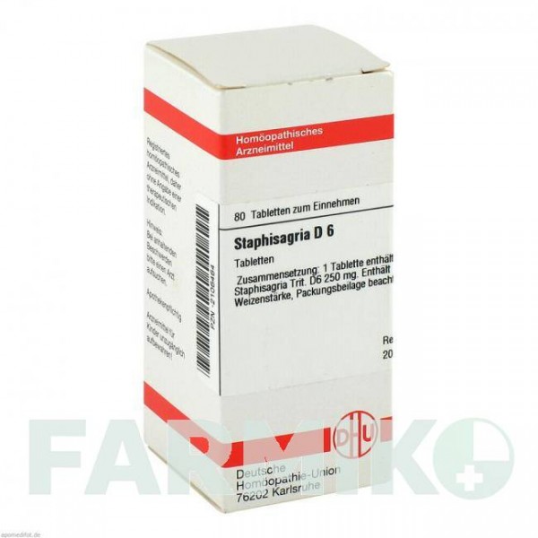 СТАФИЗАГРИЯ (STAPHISAGRIA) D 6 таблетки 80 шт - Гомеопатия DHU