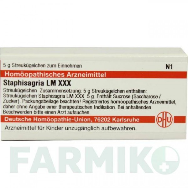 СТАФИЗАГРИЯ (STAPHISAGRIA) LM XXX глобули 5 г - Гомеопатия DHU