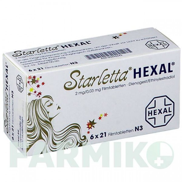 СТАРЛЕТТА (STARLETTA) 2 мг/0,03 мг таблетки 21 шт - Дієногест, Етинілестрадіол HEXAL