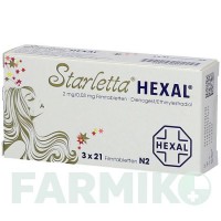 СТАРЛЕТТА (STARLETTA) 2 мг/0,03 мг таблетки 3x21 шт - Дієногест, Етинілестрадіол HEXAL