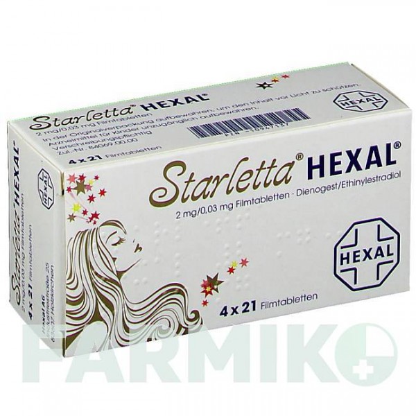 СТАРЛЕТТА (STARLETTA) 2 мг/0,03 мг таблетки 4x21 шт - Дієногест, Етинілестрадіол HEXAL