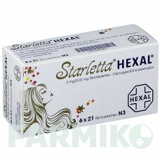 СТАРЛЕТТА (STARLETTA) 2 мг/0,03 мг таблетки 6x21 шт - Дієногест, Етинілестрадіол HEXAL