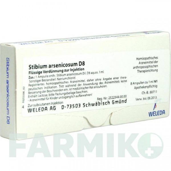 СТИБИУМ АРСЕНИКОСУМ (STIBIUM ARSENICOSUM) D 8 ампулы 8x1 мл - Гомеопатия WELEDA