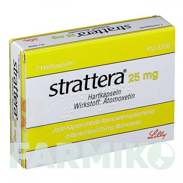 СТРАТТЕРА (STRATTERA) 25 мг капсулы 7 шт - Атомоксетин LILLY