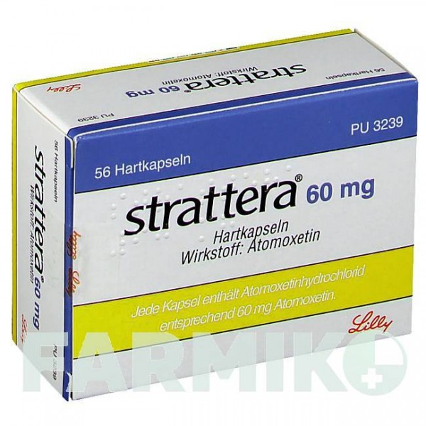 СТРАТТЕРА (STRATTERA) 60 мг капсулы 56 шт - Атомоксетин LILLY
