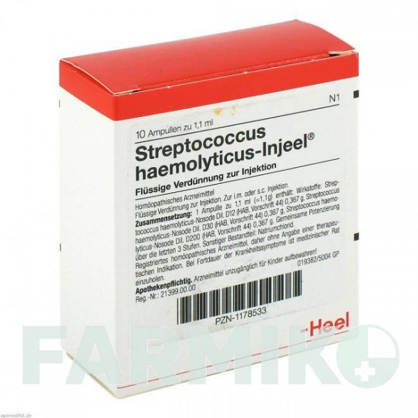 СТРЕПТОКОККУС ГЕМОЛИТИКУС (STREPTOCOCCUS HAEMOLYTICUS) ампулы 10 шт - Гомеопатия BIOLOGISCHE HEILMITTEL HEEL