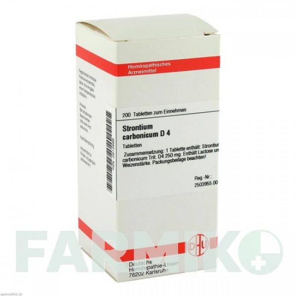 СТРОНЦИУМ КАРБОНИКУМ (STRONTIUM CARBONICUM) D 4 таблетки 200 шт - Гомеопатия DHU