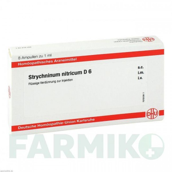 СТРИХНИНУМ НИТРИКУМ (STRYCHNINUM NITRICUM) D 6 ампулы 8x1 мл - Гомеопатия DHU