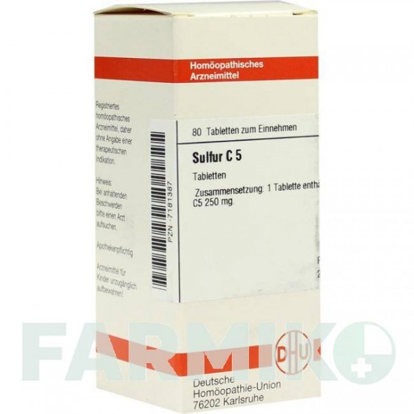 СУЛЬФУР (SULFUR) C 5 таблетки 80 шт - Гомеопатия DHU