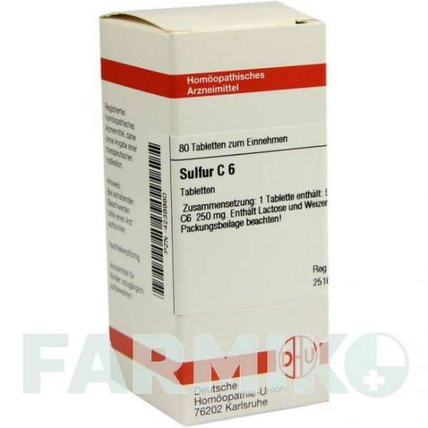 СУЛЬФУР (SULFUR) C 6 таблетки 80 шт - Гомеопатия DHU