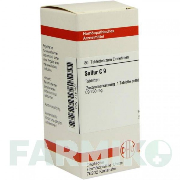 СУЛЬФУР (SULFUR) C 9 таблетки 80 шт - Гомеопатия DHU