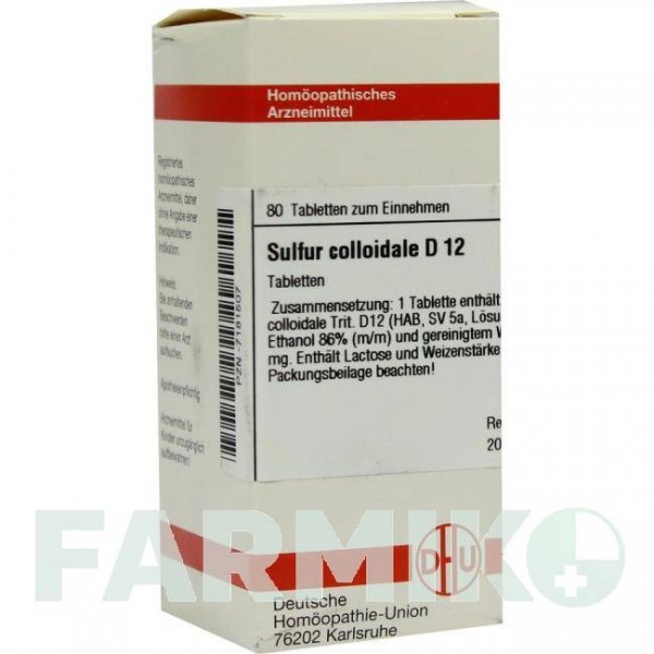 СУЛЬФУР КОЛЛОИДАЛЕ (SULFUR COLLOIDALE) D 12 таблетки 80 шт - Гомеопатия DHU