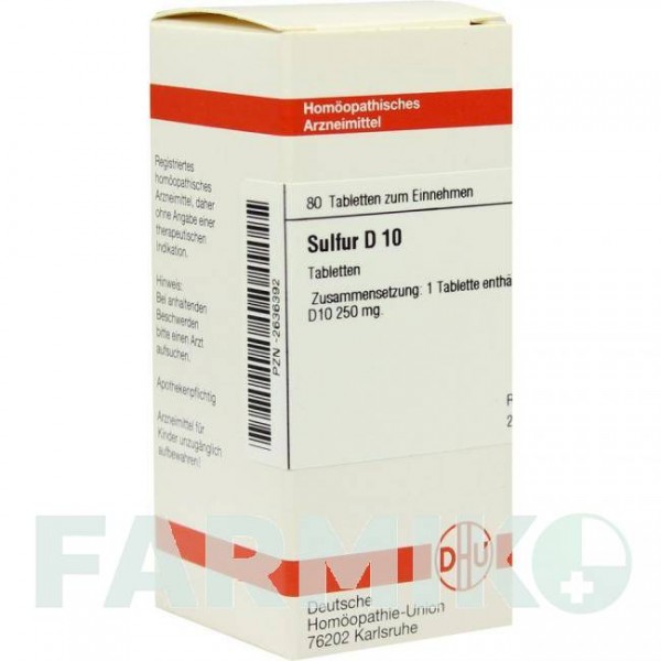 СУЛЬФУР (SULFUR) D 10 таблетки 80 шт - Гомеопатия DHU