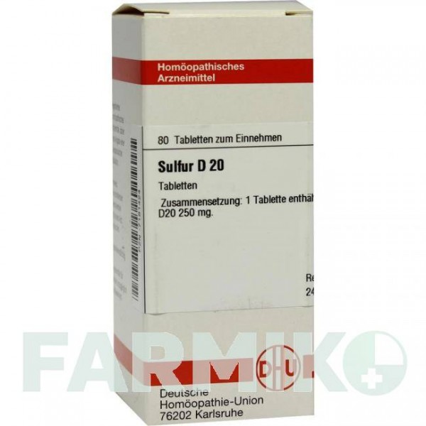 СУЛЬФУР (SULFUR) D 20 таблетки 80 шт - Гомеопатия DHU