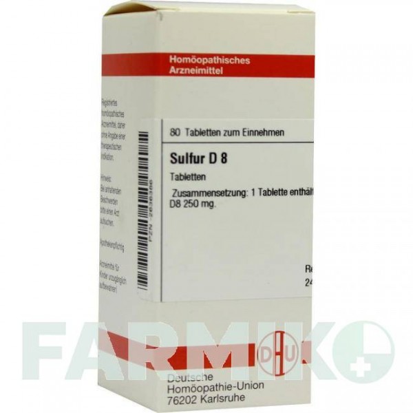 СУЛЬФУР (SULFUR) D 8 таблетки 80 шт - Гомеопатия DHU