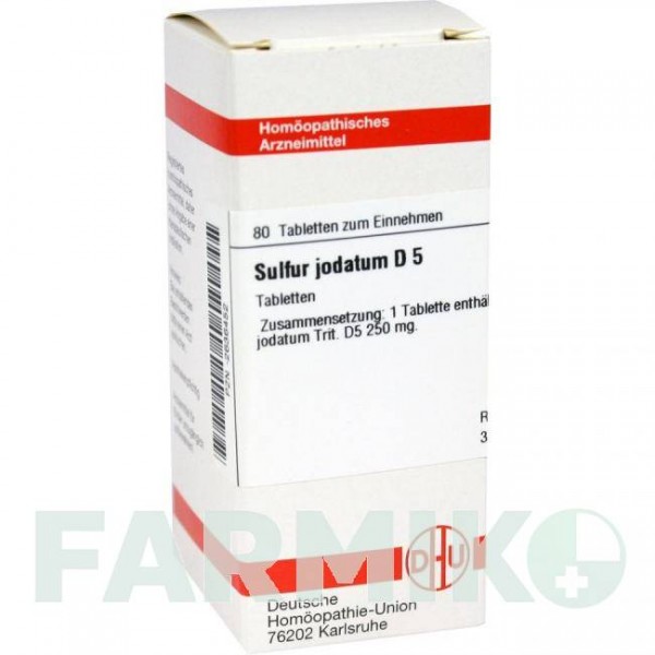 СУЛЬФУР ЙОДАТУМ (SULFUR JODATUM) D 5 таблетки 80 шт - Гомеопатия DHU