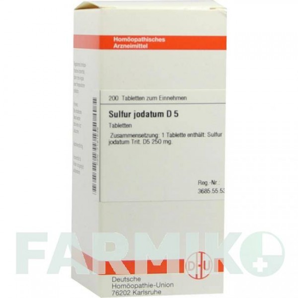 СУЛЬФУР ЙОДАТУМ (SULFUR JODATUM) D 5 таблетки 200 шт - Гомеопатия DHU
