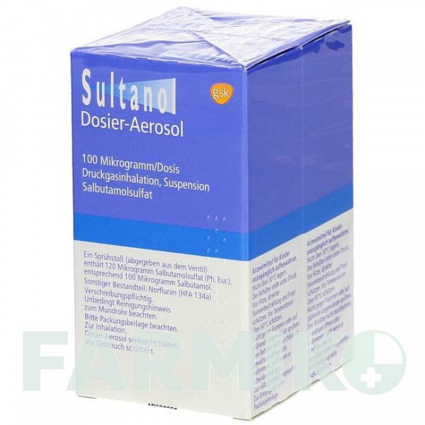 СУЛЬТАНОЛ (SULTANOL) 200 доз аерозоль 2 шт - Сальбутамол GLAXOSMITHKLINE