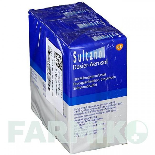 СУЛЬТАНОЛ (SULTANOL) 200 доз аэрозоль 3 шт - Сальбутамол GLAXOSMITHKLINE